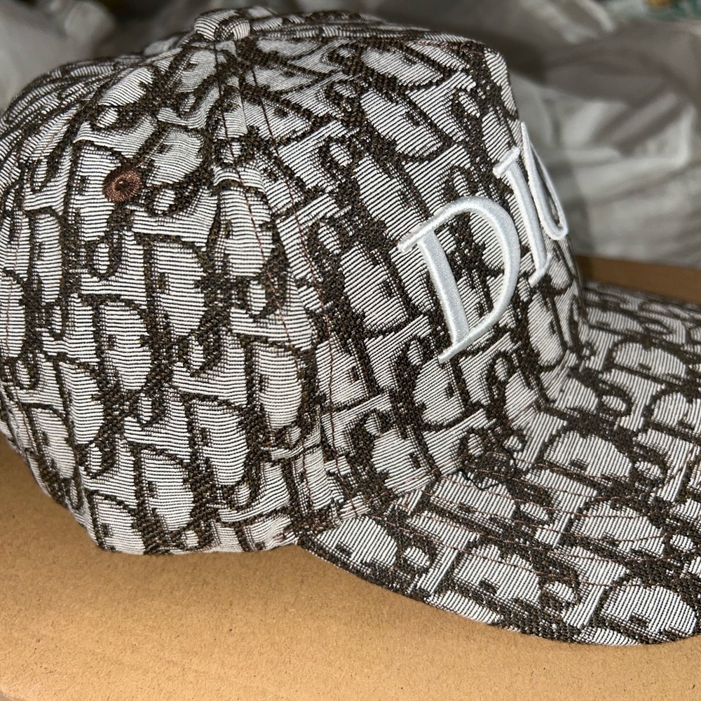 Dior Monogram Baseball Cap in Brown and White with Embroidered Logo - Picture 2 of 5